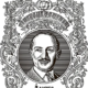 Ritratto inciso di Ángel D'Agostino dentro una cornice ornata